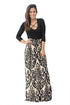 Sexy Black Taupe Printed Maxi Dress with Criss Cross Top